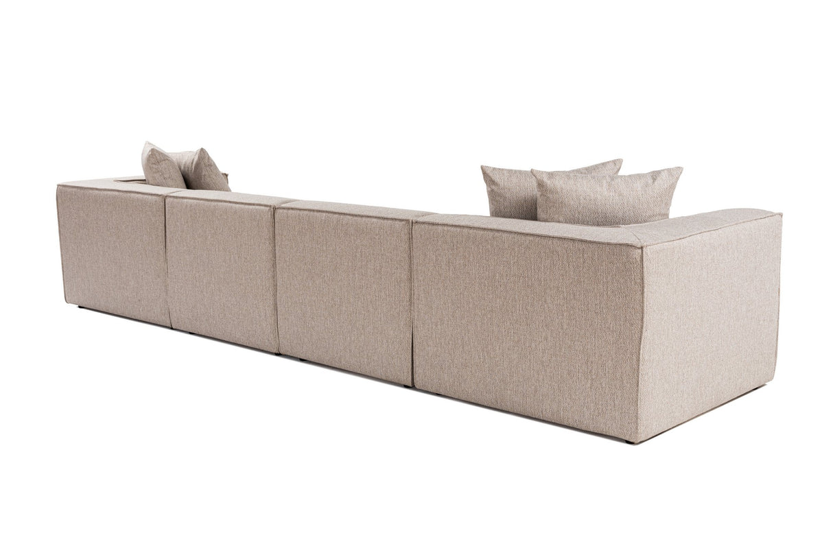 Canapé d'angle modulaire XXL beige en lin 430 cm de large Sora