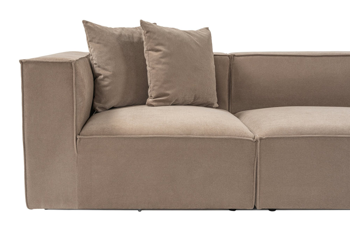 Banken - Modulaire XXL hoekbank cappucino linnen 430 cm Sora - Dimehouse