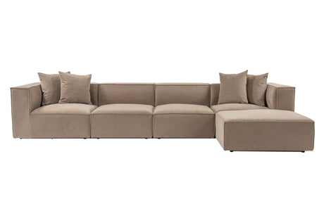 Modulaire XXL hoekbank cappucino linnen 430 cm Sora - rechts