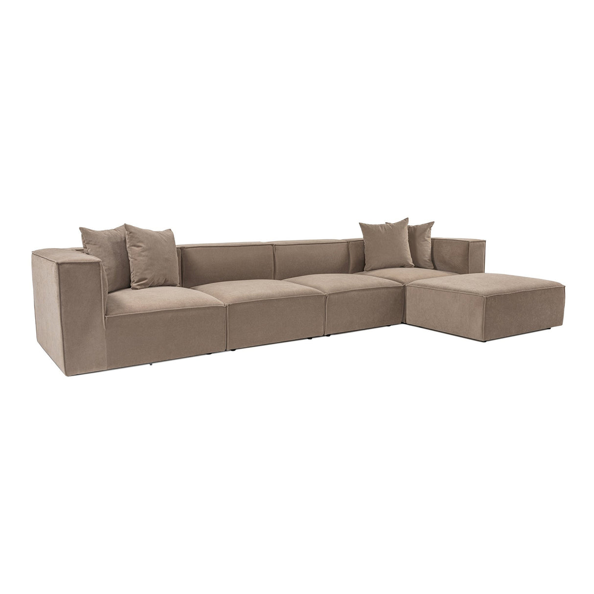 Banken - Modulaire XXL hoekbank cappucino linnen 430 cm Sora - Dimehouse