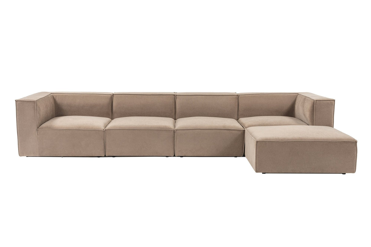 Banken - Modulaire XXL hoekbank cappucino linnen 430 cm Sora - Dimehouse