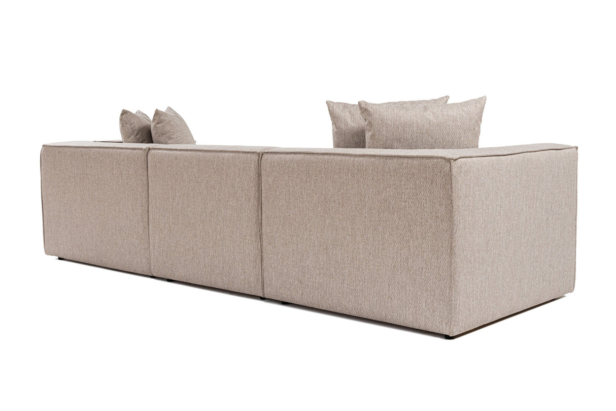 Canapé modulaire XXL 3 places Sora 325 cm de large en lin beige