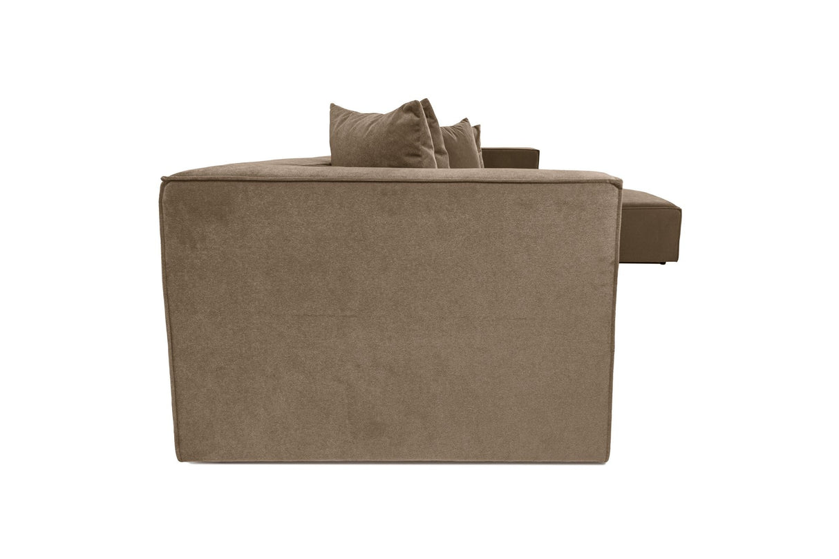 Canapé d'angle modulaire XXL en lin brun 430 cm de large Sora - droit