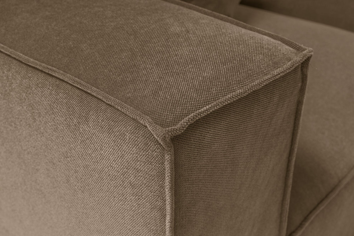 Canapé d'angle modulaire XXL en lin brun 430 cm de large Sora - droit