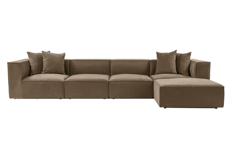 Modulaire XXL hoekbank bruin linnen 430 cm breed Sora - rechts