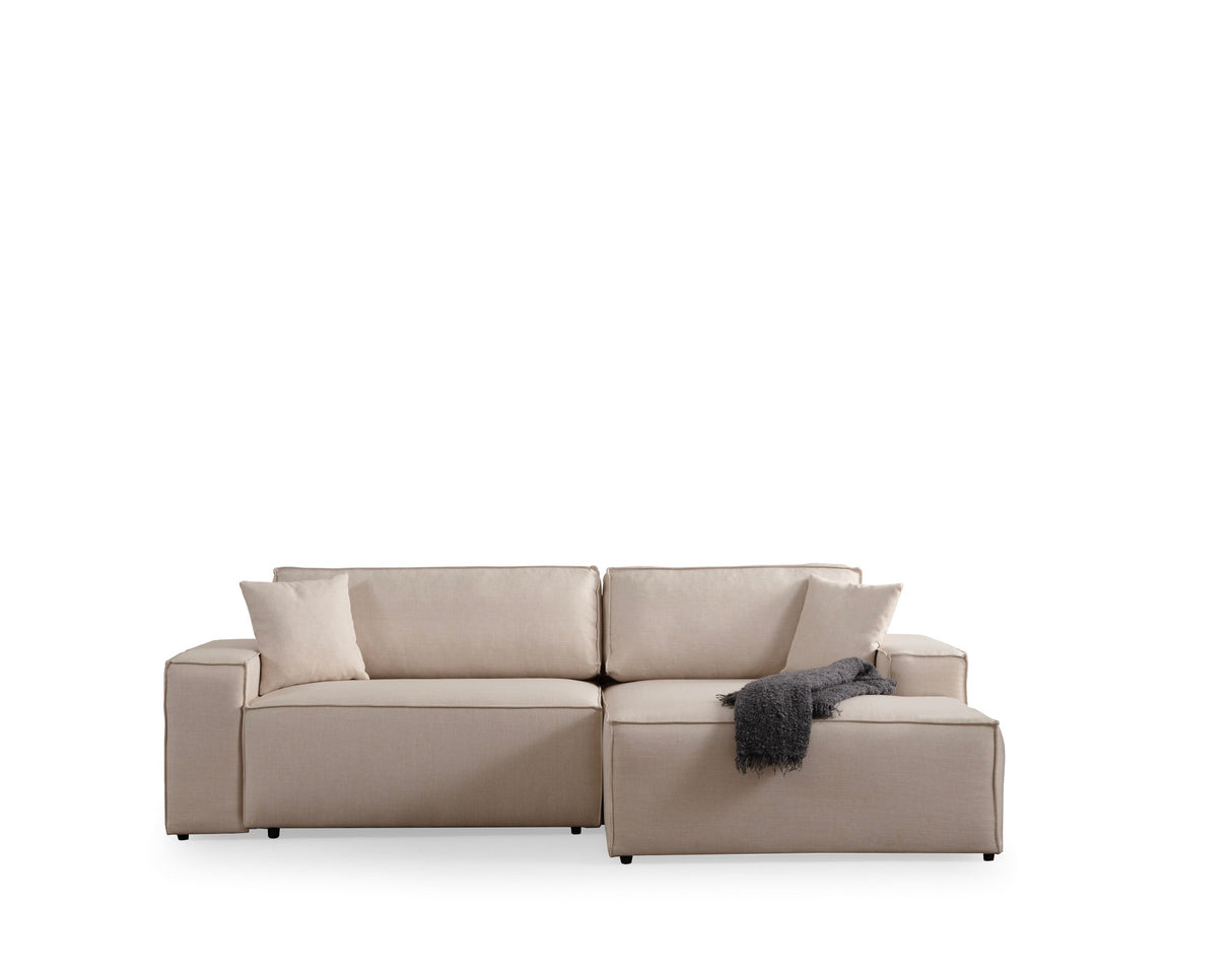 Canapé-lit en tissu beige - avec espace de rangement - angle droit - 260 x 170 cm - Pirlo