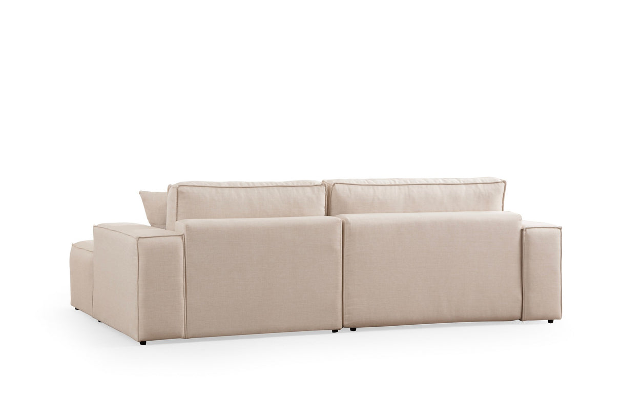 Canapé-lit en tissu beige - avec espace de rangement - angle droit - 260 x 170 cm - Pirlo