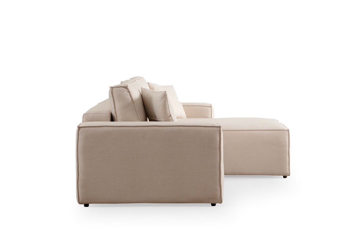 Canapé-lit en tissu beige - avec espace de rangement - angle droit - 260 x 170 cm - Pirlo