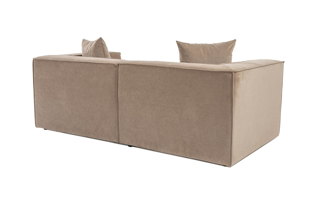 Canapé modulaire XXL 2 places Sora 220 cm de large en lin cappuccino