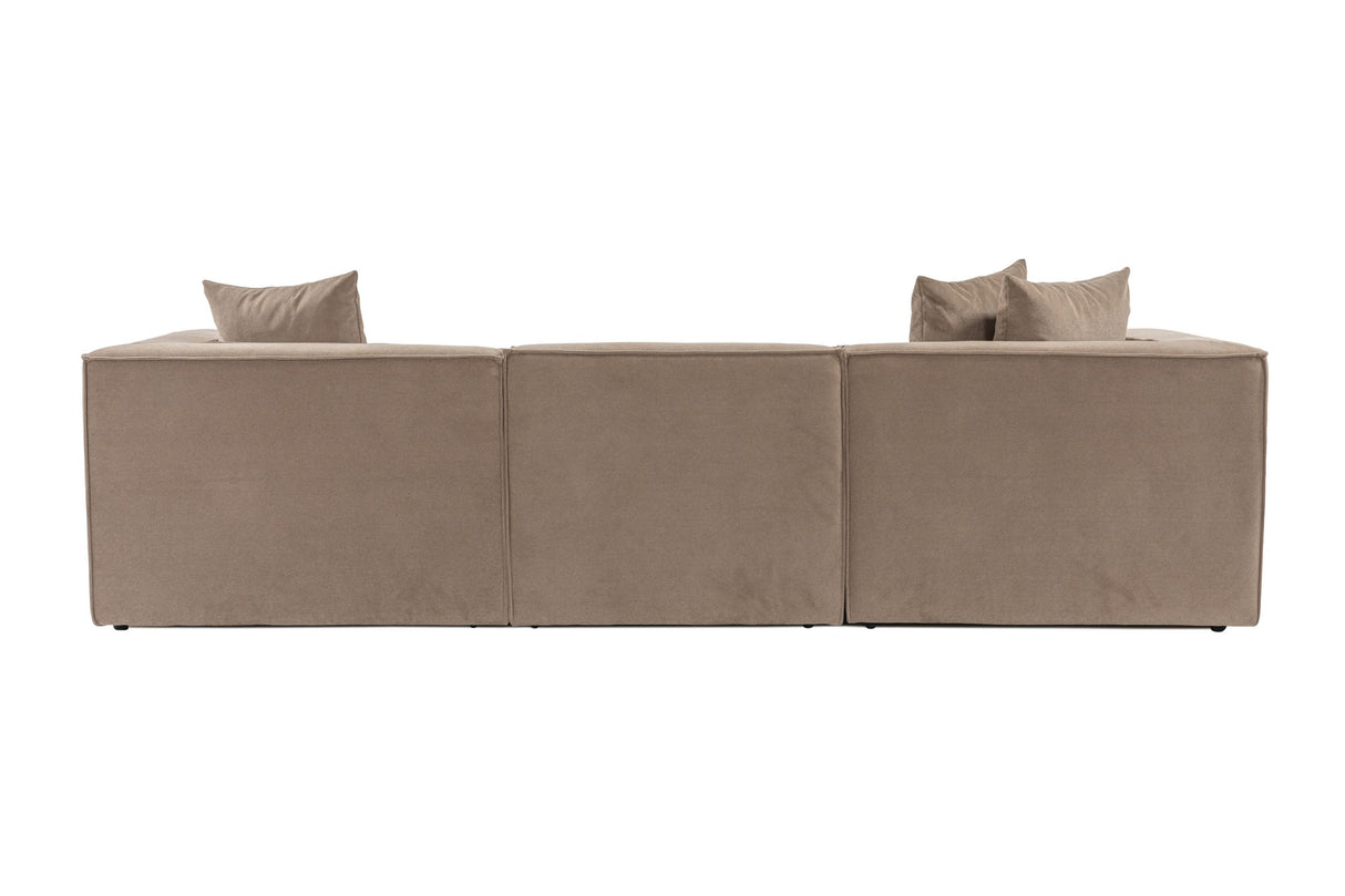 Canapé modulaire XXL 3 places Sora 325 cm de large en lin Cappuccino