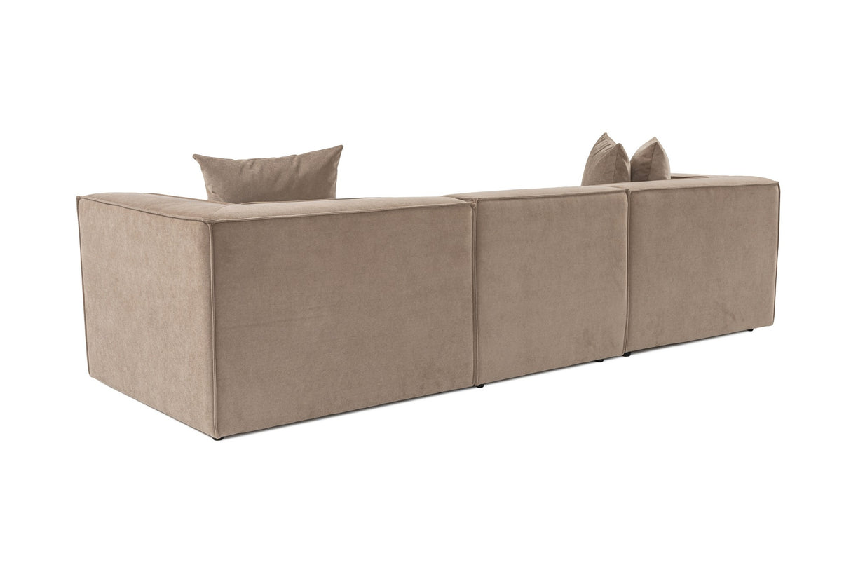 Canapé modulaire XXL 3 places Sora 325 cm de large en lin Cappuccino