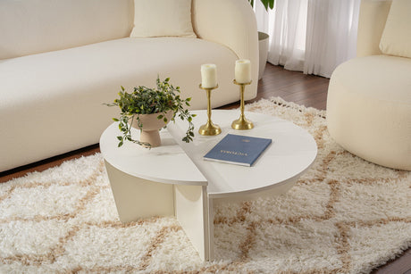Ronde Salontafel Wood Wit 85 cm Houtlook Melamine Orin