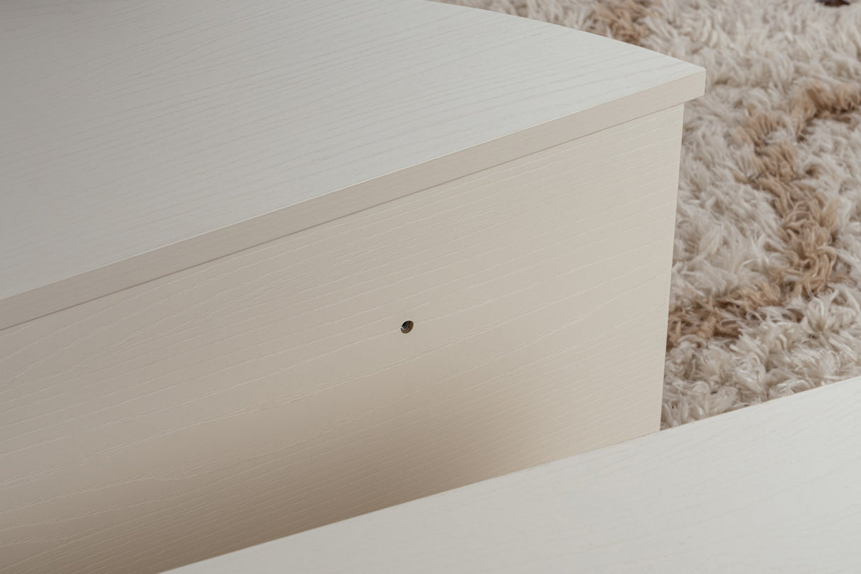 Ronde Salontafel Wood Wit 85 cm Houtlook Melamine Orin