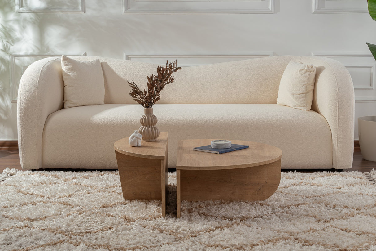 Table basse ronde naturelle 85 cm mélamine Orin