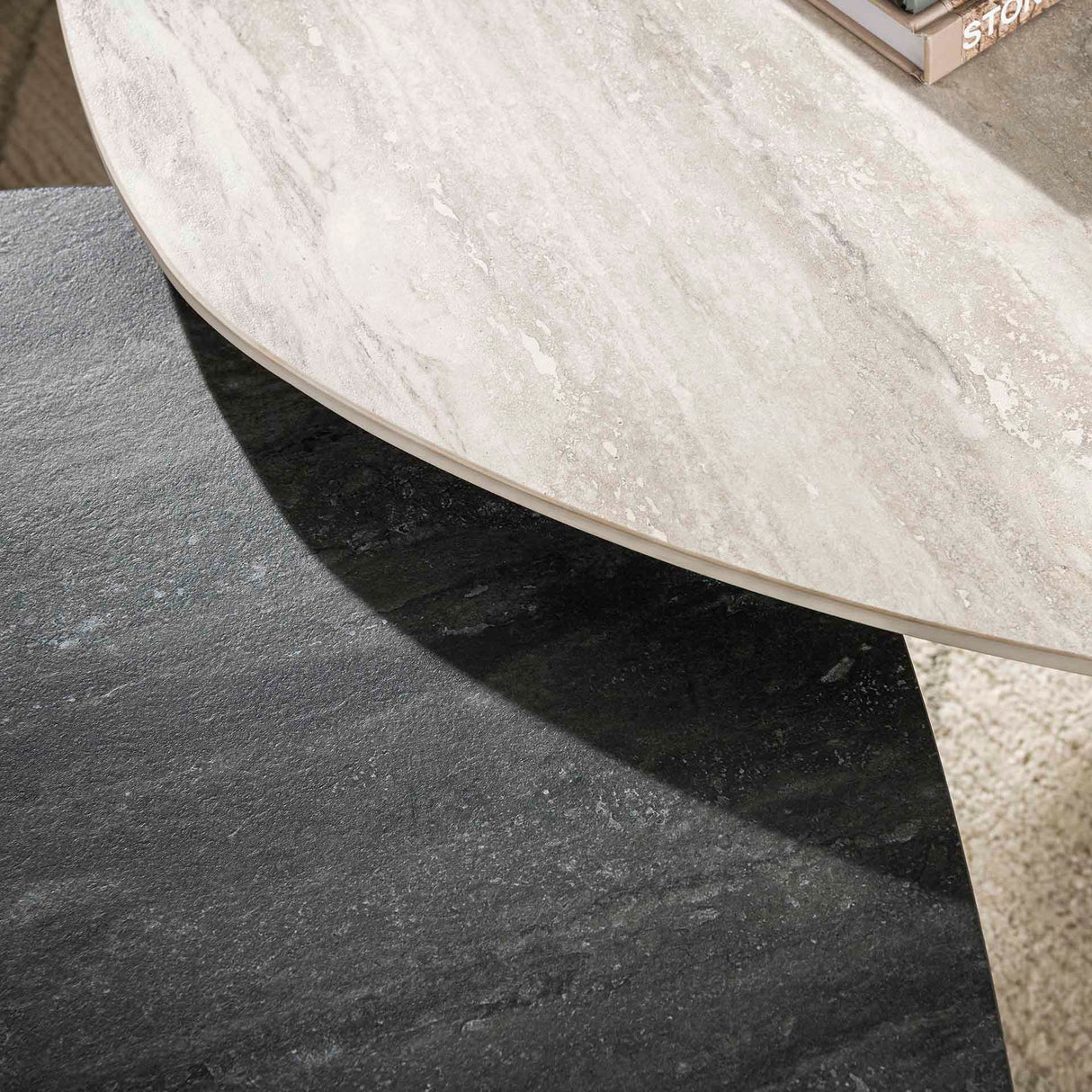 Moderne Faro Salontafel set van 2 Keramik Travertin 100x87 cm