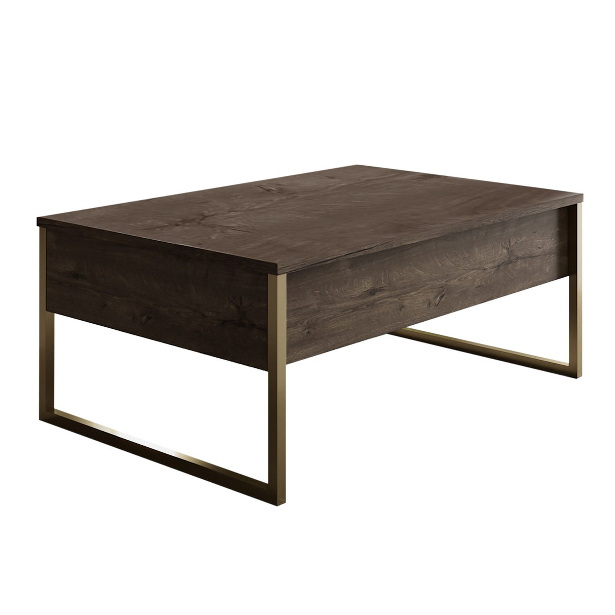 Table basse rectangulaire en noyer de luxe 90x60 - Cadre doré