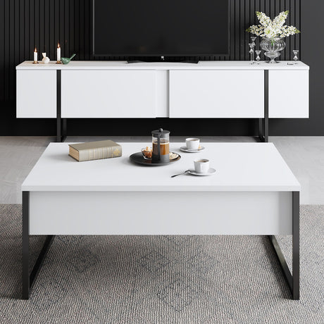 Rechthoekige Salontafel Wit Luxe 90x60 - Zwart Frame
