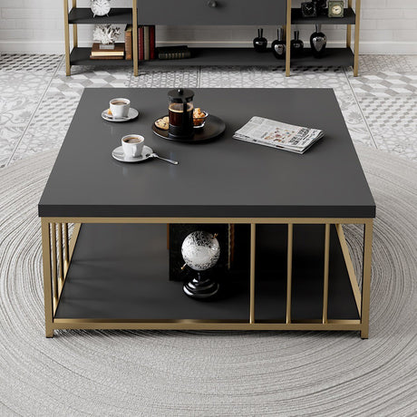 Vierkante Salontafel Antraciet Zenn 90x90 - Gouden Frame