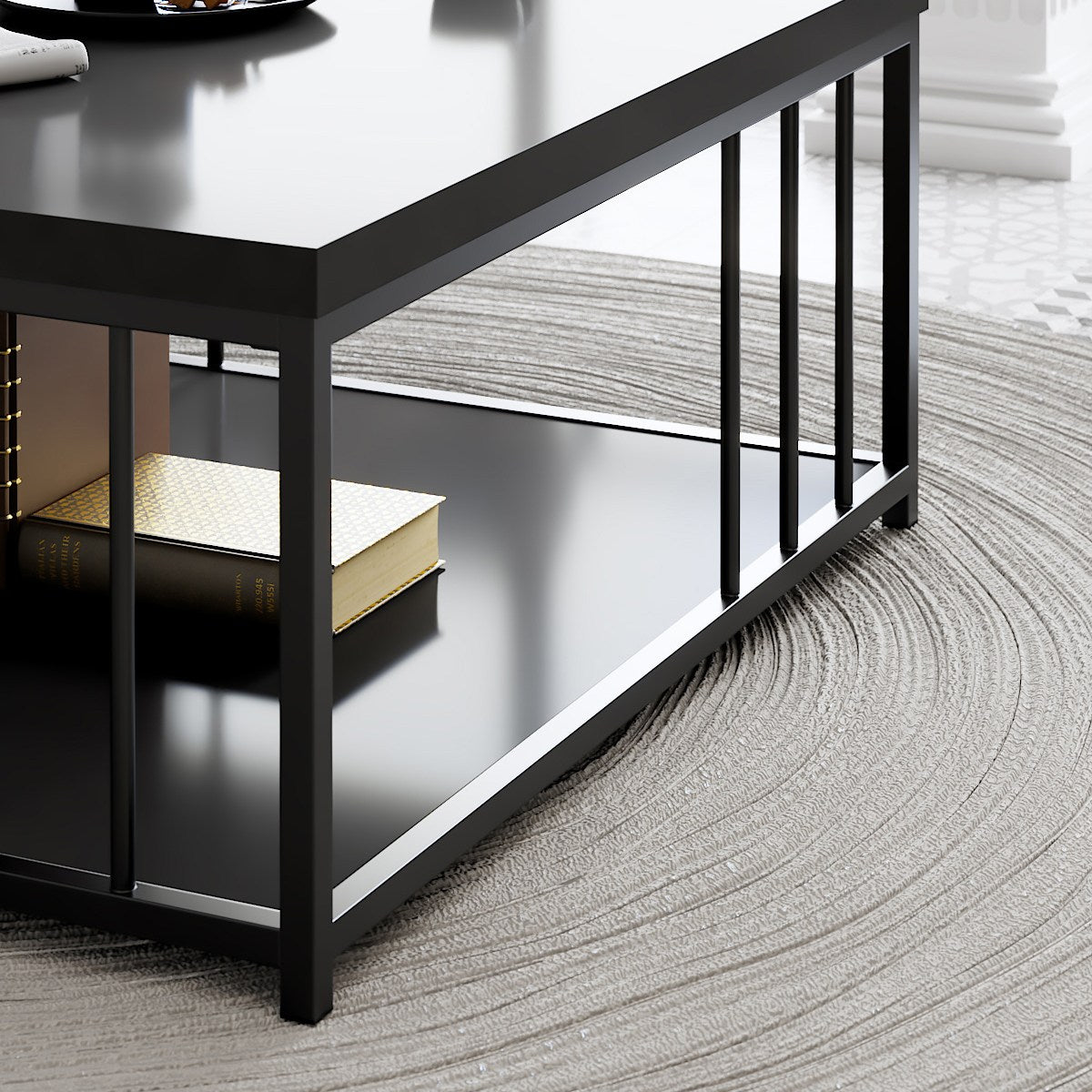 Table basse carrée anthracite Zenn 90x90 - Cadre noir