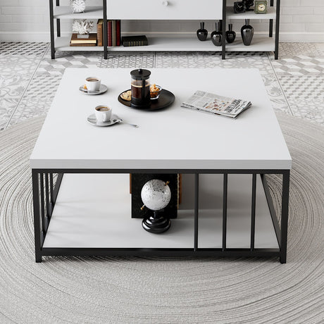 Vierkante Salontafel Wit Zenn 90x90 - Zwart Frame