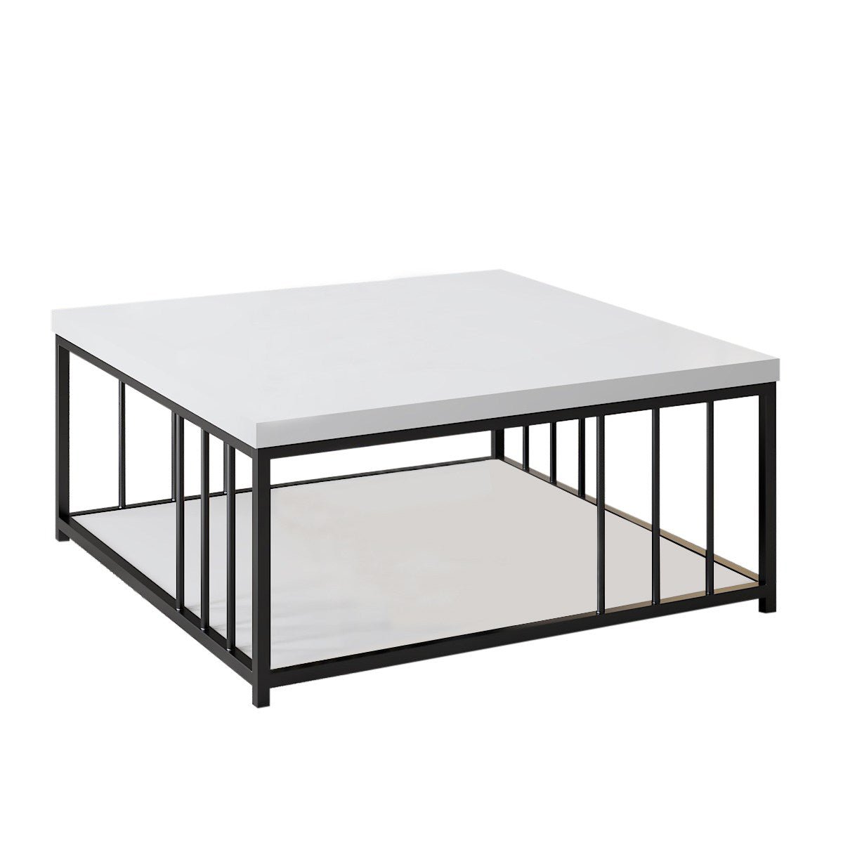 Vierkante Salontafel Wit Zenn 90x90 - Zwart Frame