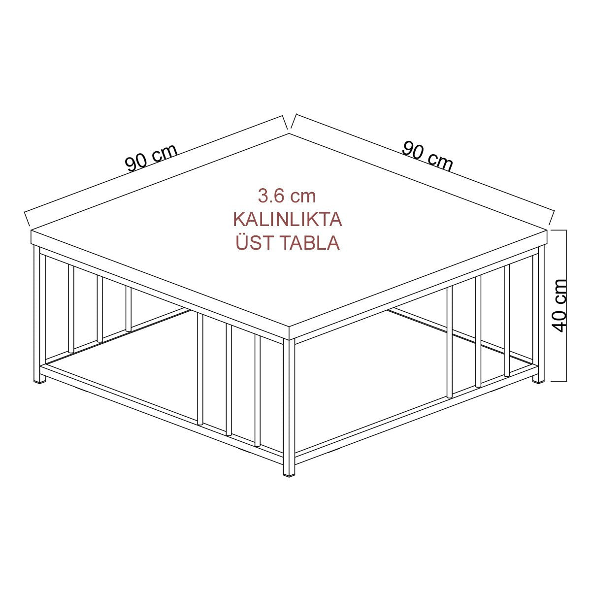 Salontafels - Vierkante Salontafel Wit Zenn 90x90 - Zwart Frame - Dimehouse
