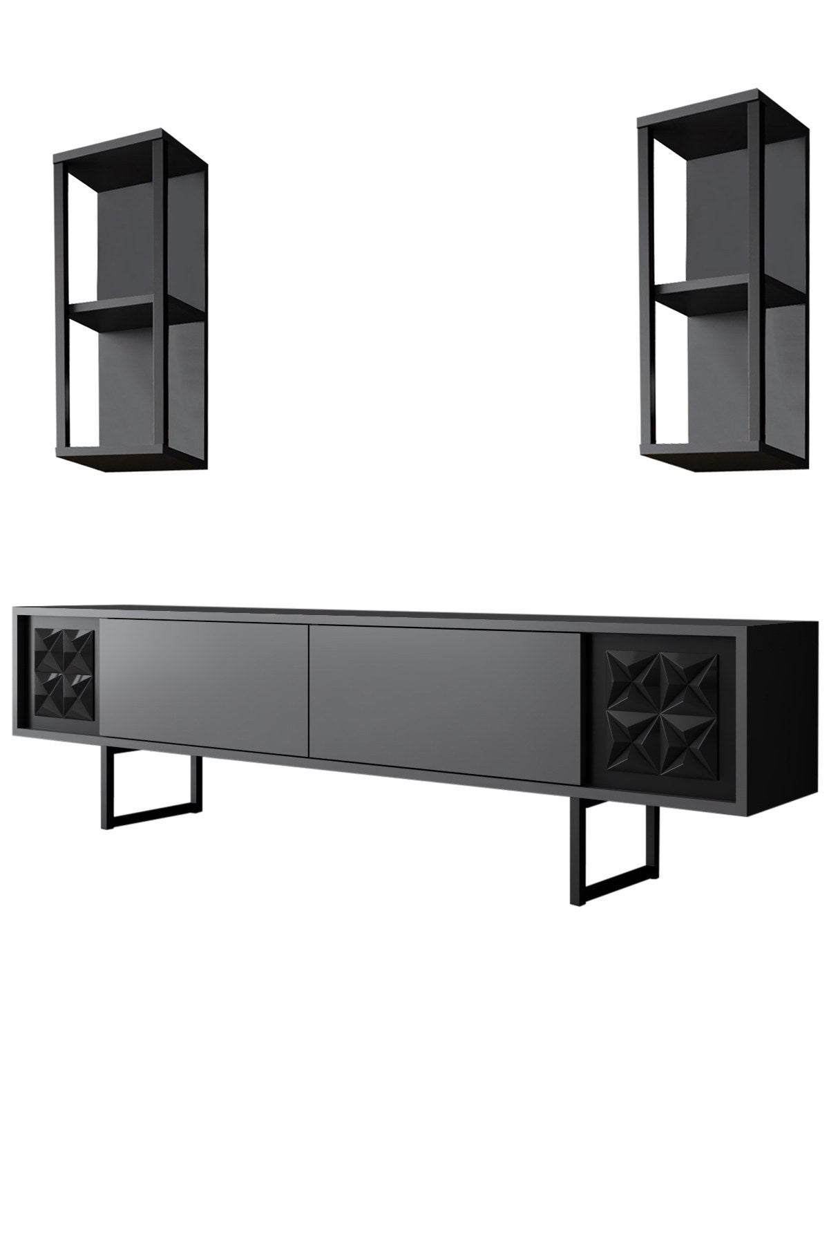 Ensemble de meubles Anthracite-Noir - Black Line - Table basse + Meuble TV