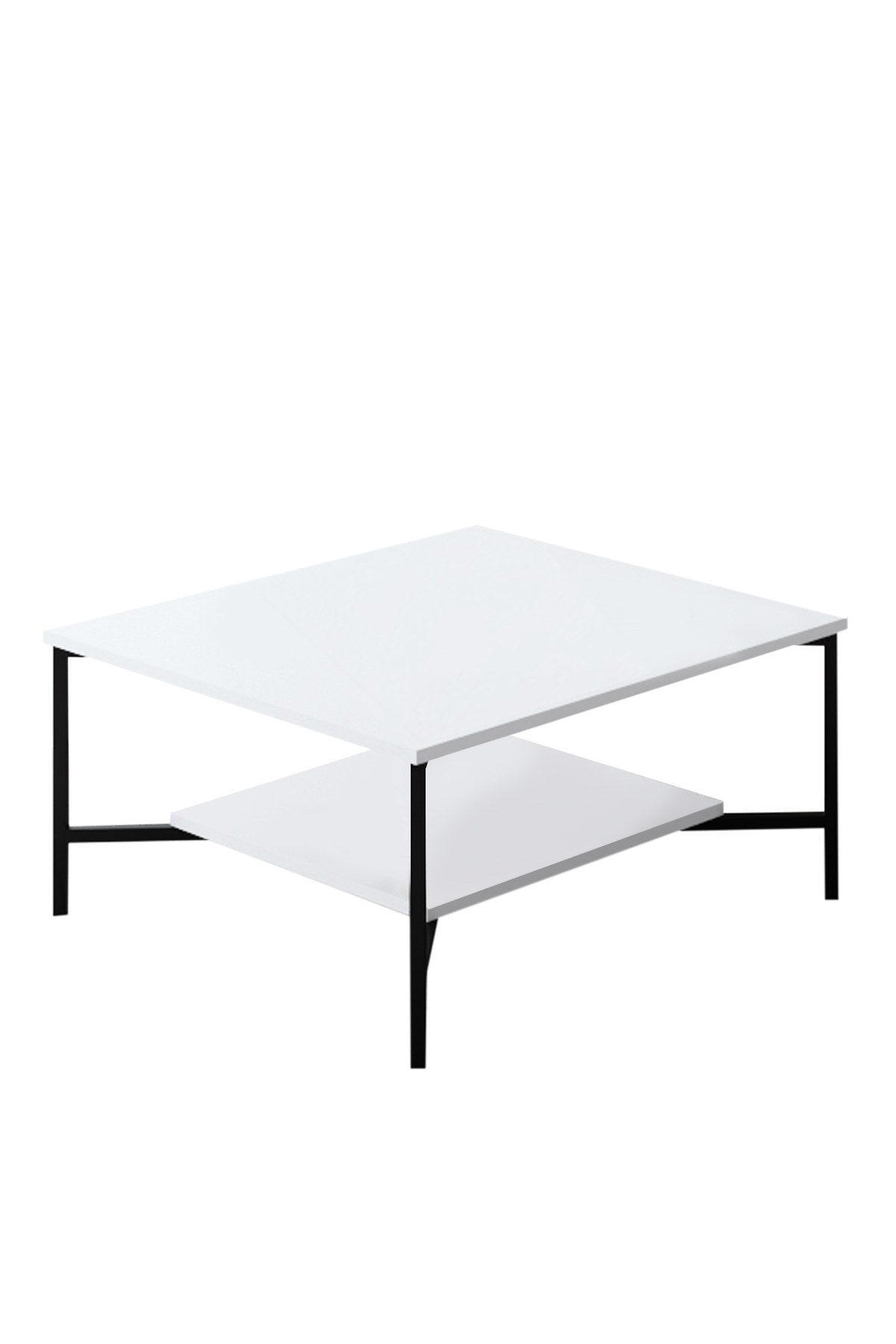 Ensemble de meubles Blanc-Noir - Ligne Noire - Table basse + Meuble TV
