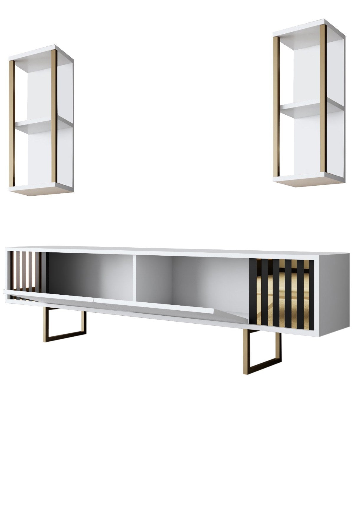 Meubelset Wit-Goud - Gold Line - Salontafel + TV Meubel