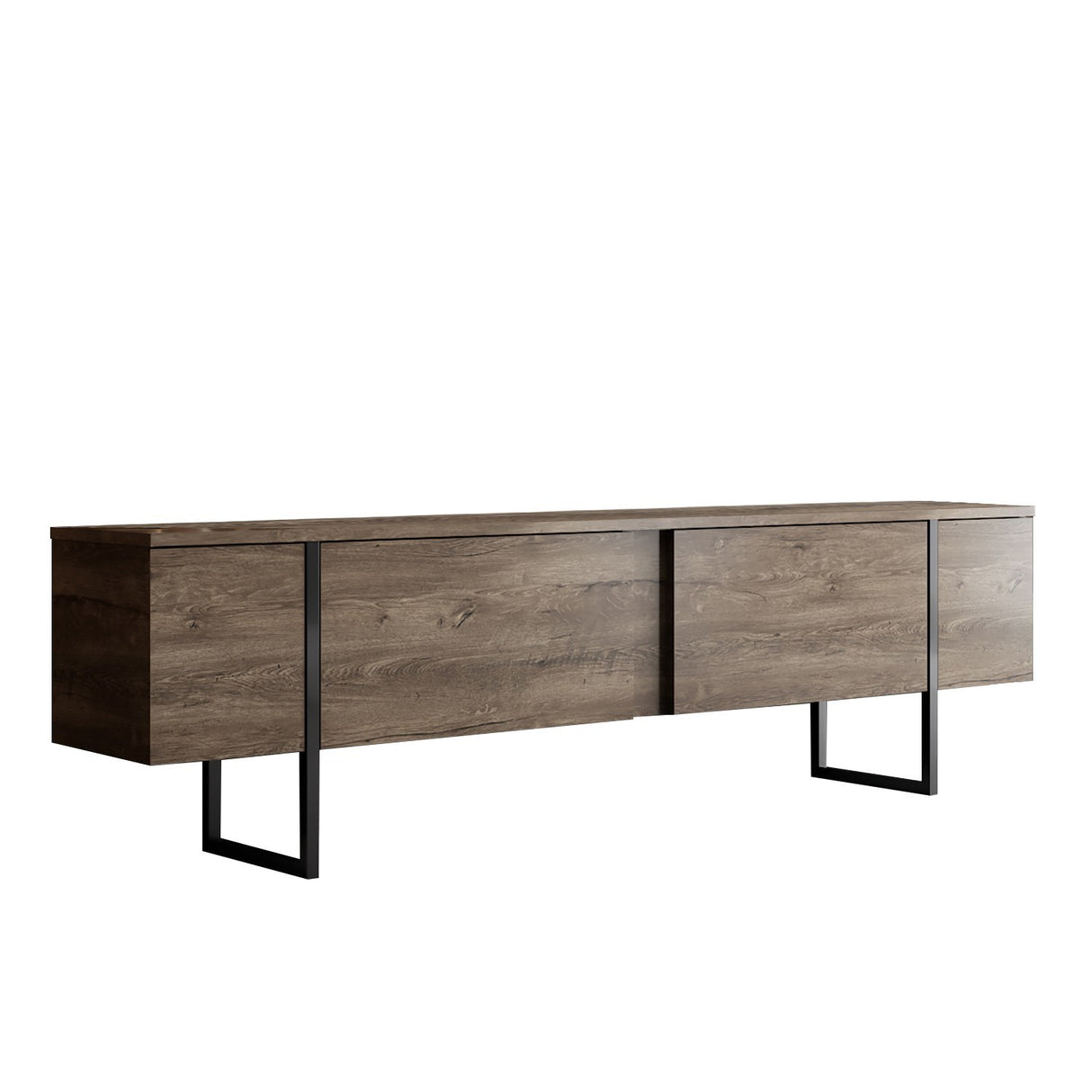 Meubelset Walnoot Luxe - Salontafel + TV Meubel - Zwart Frame