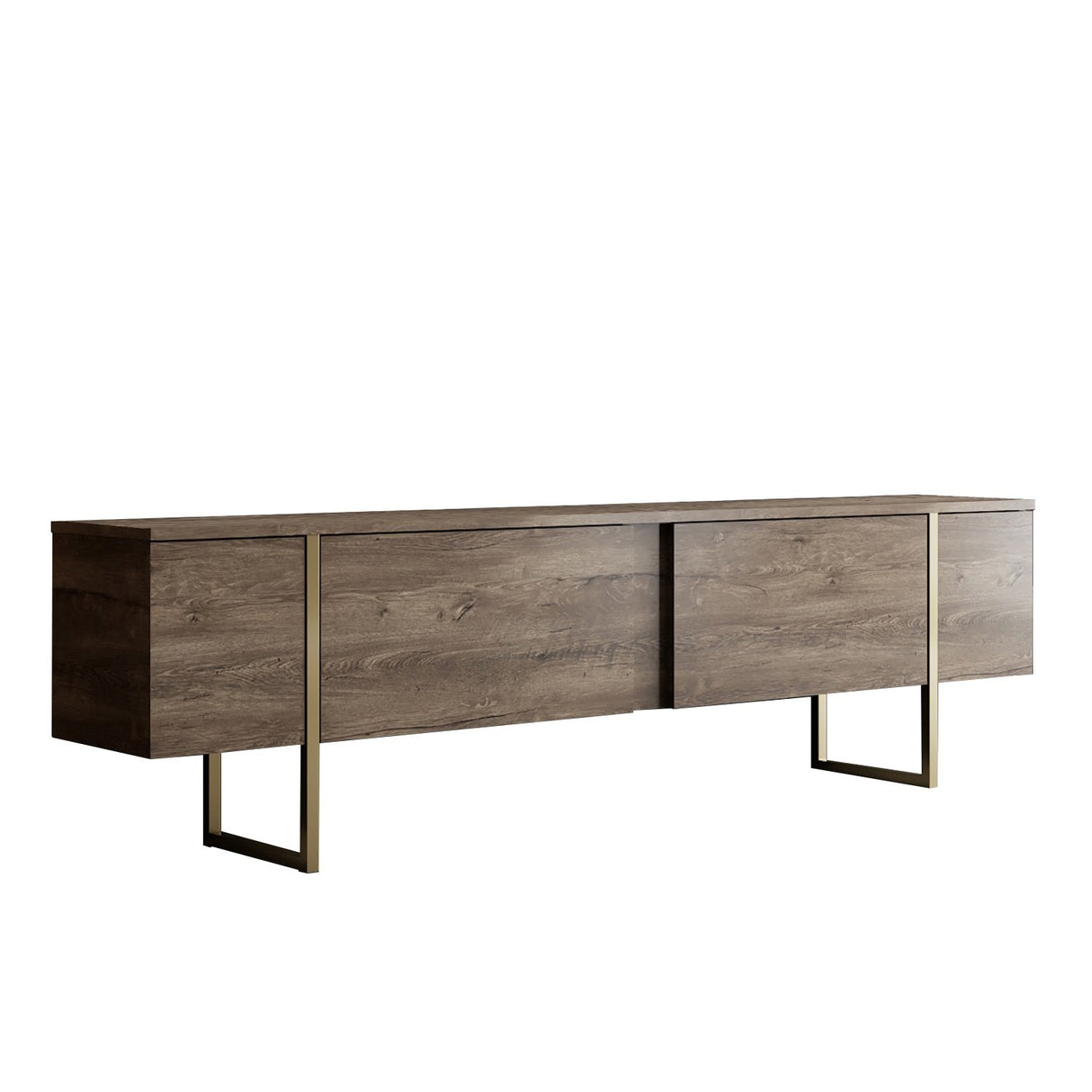 Ensemble de meubles de luxe en noyer - Table basse + meuble TV - Cadre doré