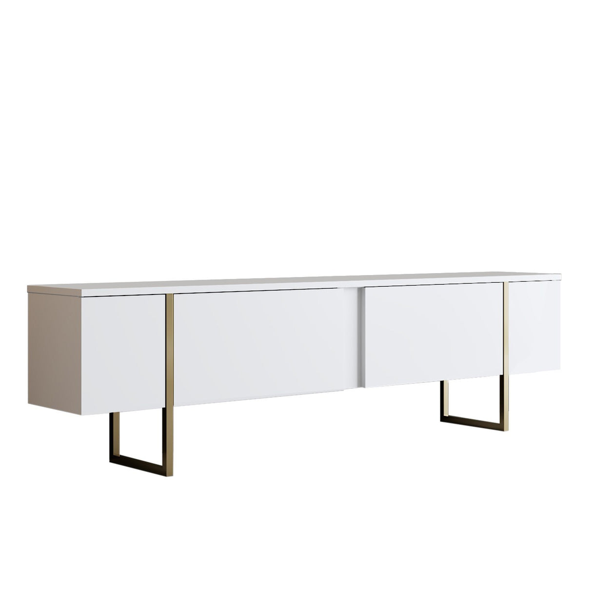 Ensemble de meubles Blanc Luxe - Table basse + Meuble TV - Cadre doré