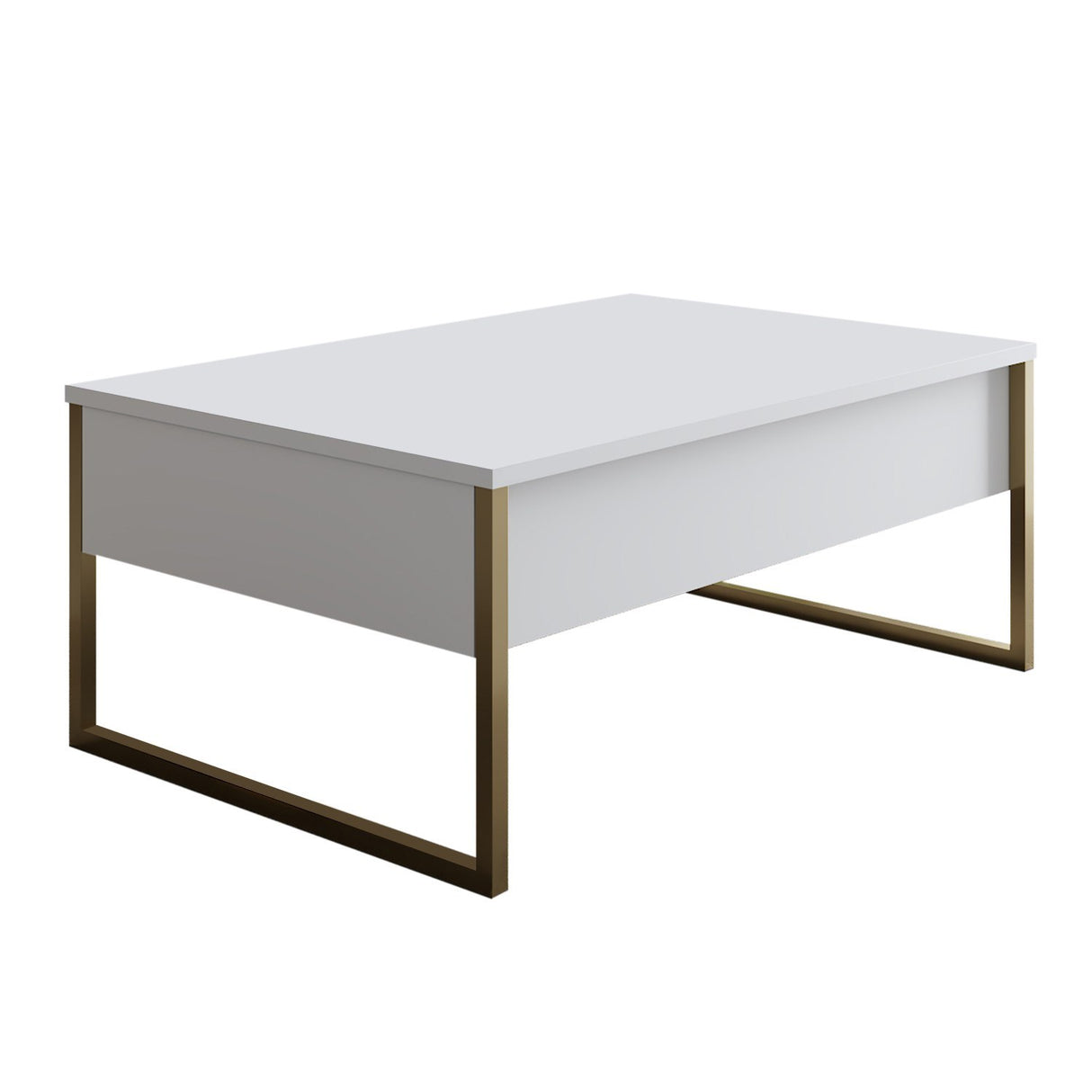 Ensemble de meubles Blanc Luxe - Table basse + Meuble TV - Cadre doré