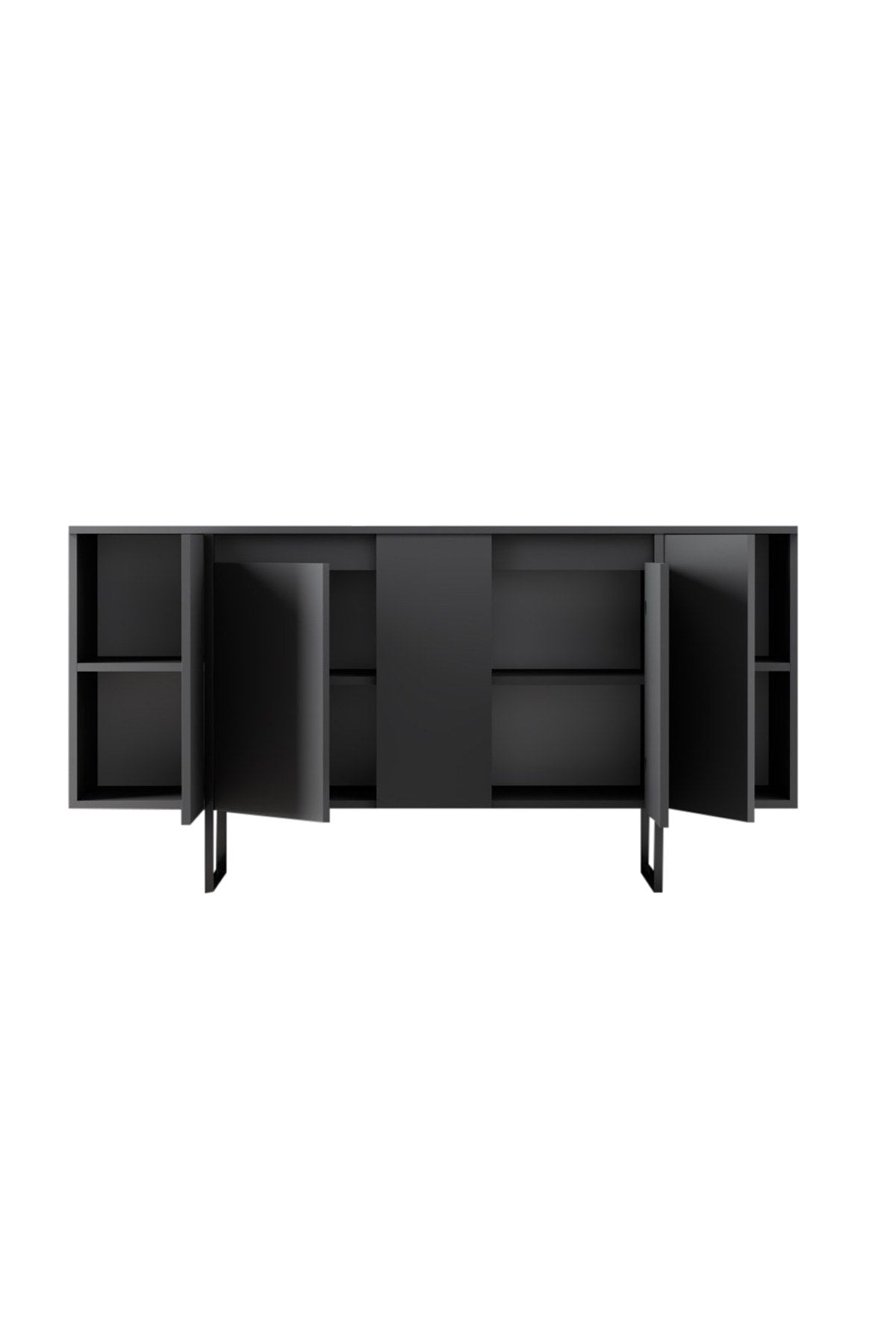 Buffet Moderne Anthracite Luxe 160x80x35 - Cadre Noir