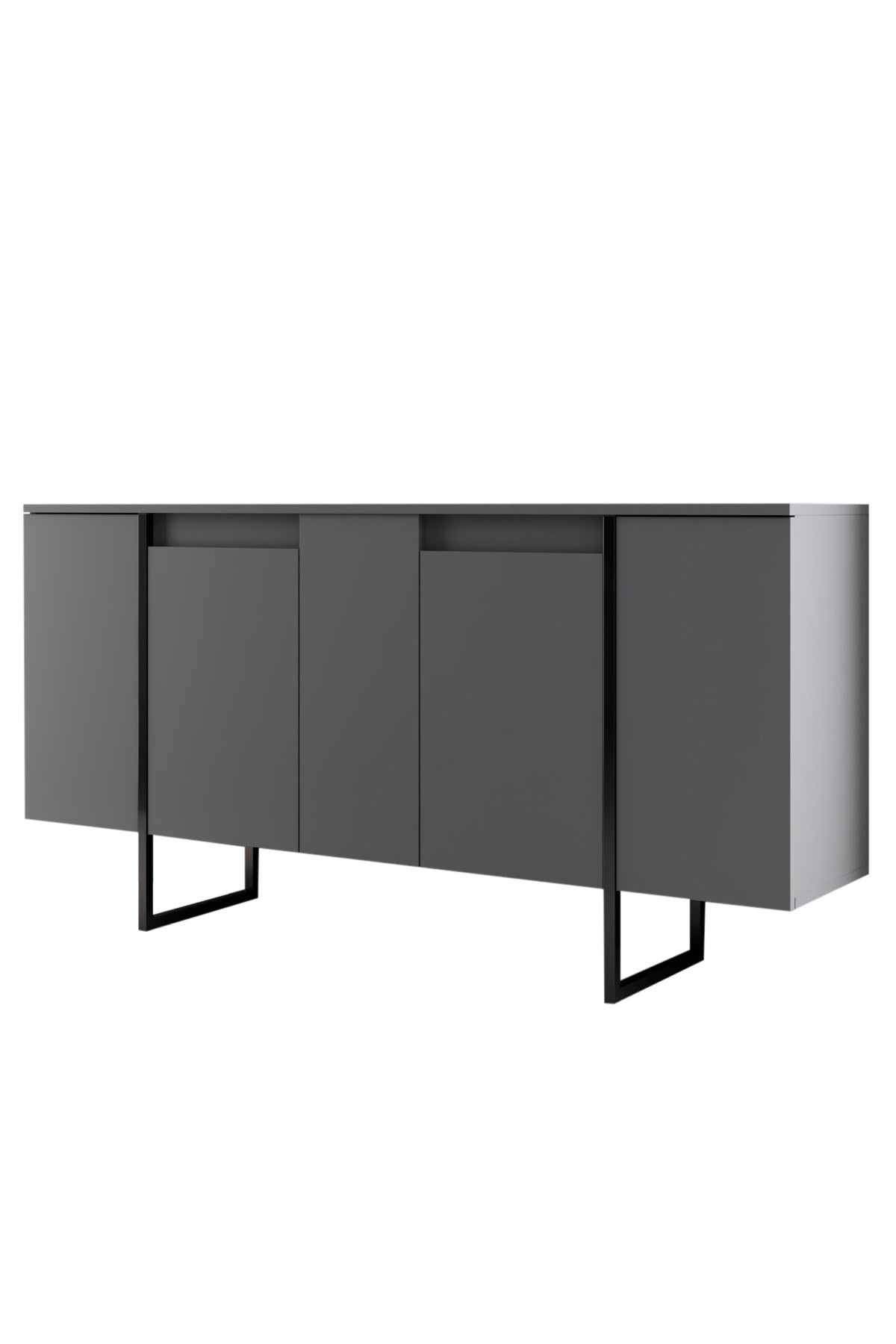 Buffet Moderne Anthracite Luxe 160x80x35 - Cadre Noir