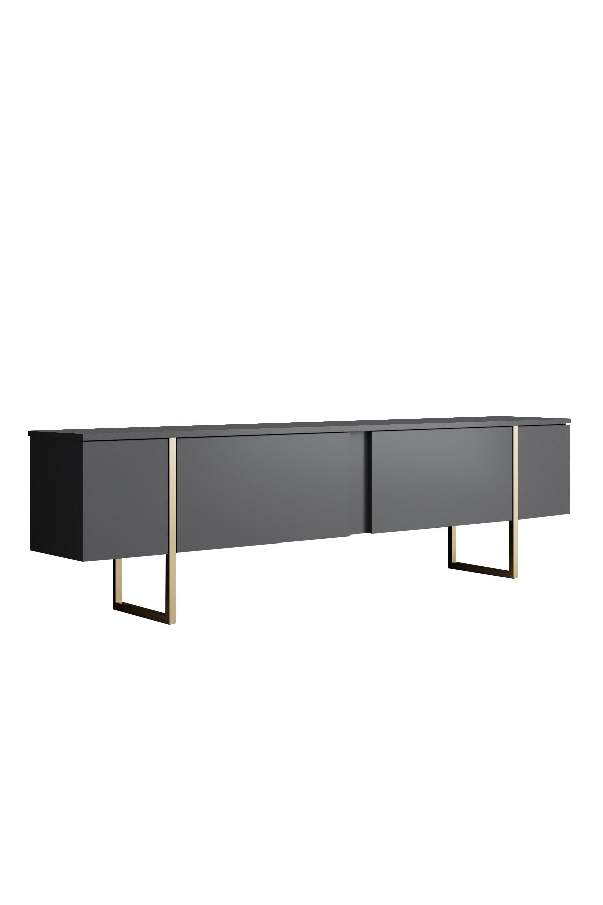 Meubelset Antraciet Luxe - Salontafel + TV Meubel + Dressoir - Gouden Frame