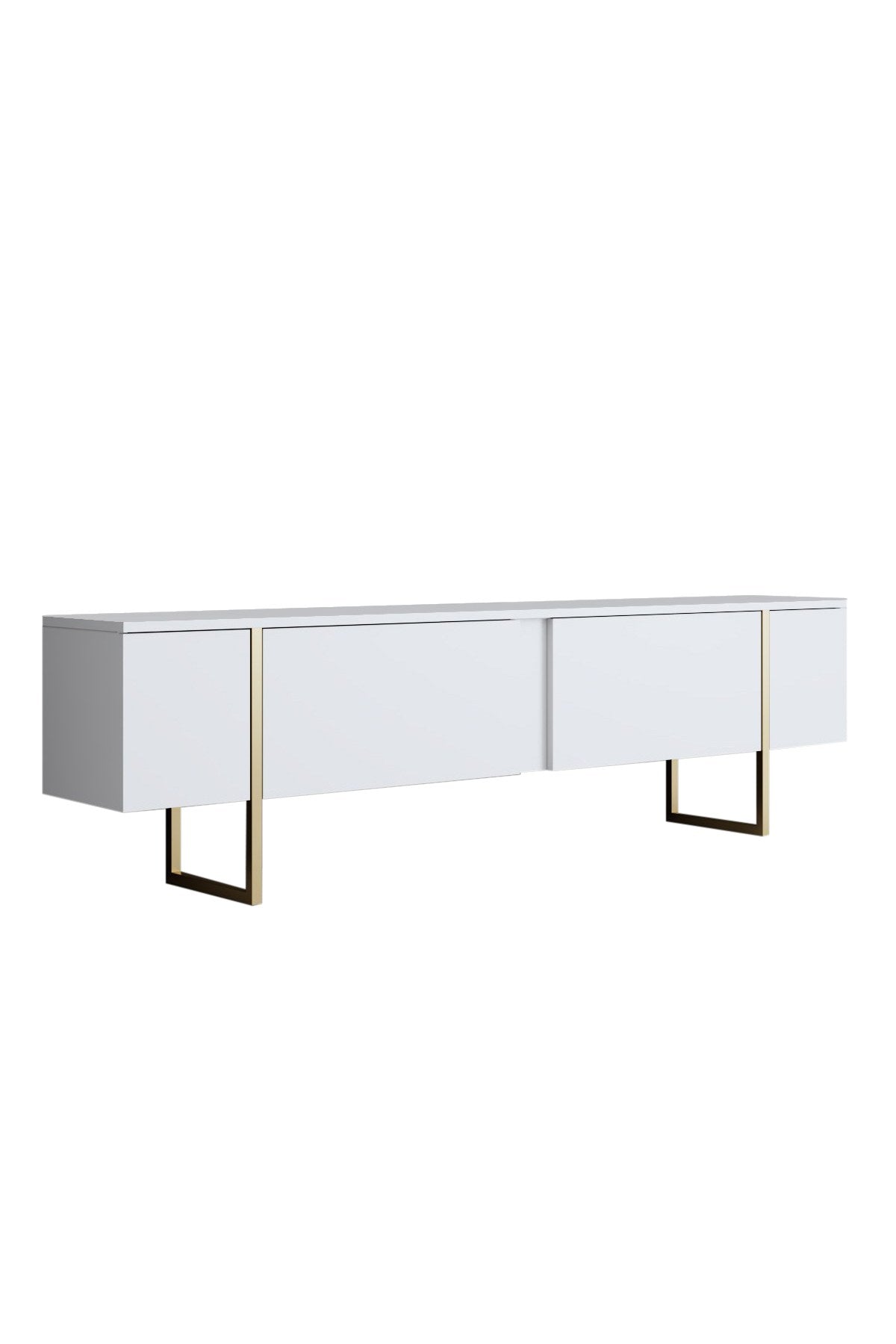 Ensemble de meubles de luxe blanc - Table basse + Meuble TV + Buffet - Cadre doré