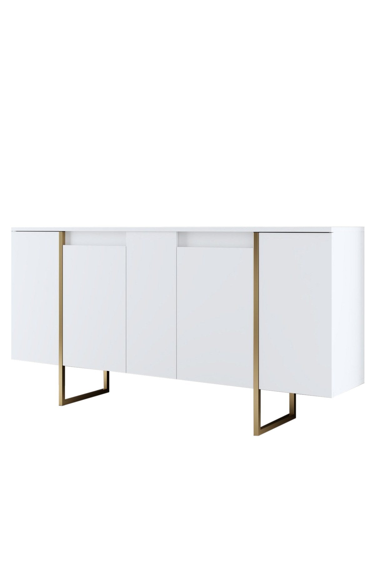 Ensemble de meubles de luxe blanc - Table basse + Meuble TV + Buffet - Cadre doré