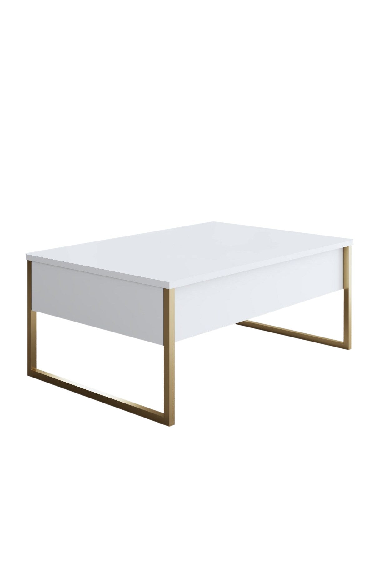 Ensemble de meubles de luxe blanc - Table basse + Meuble TV + Buffet - Cadre doré