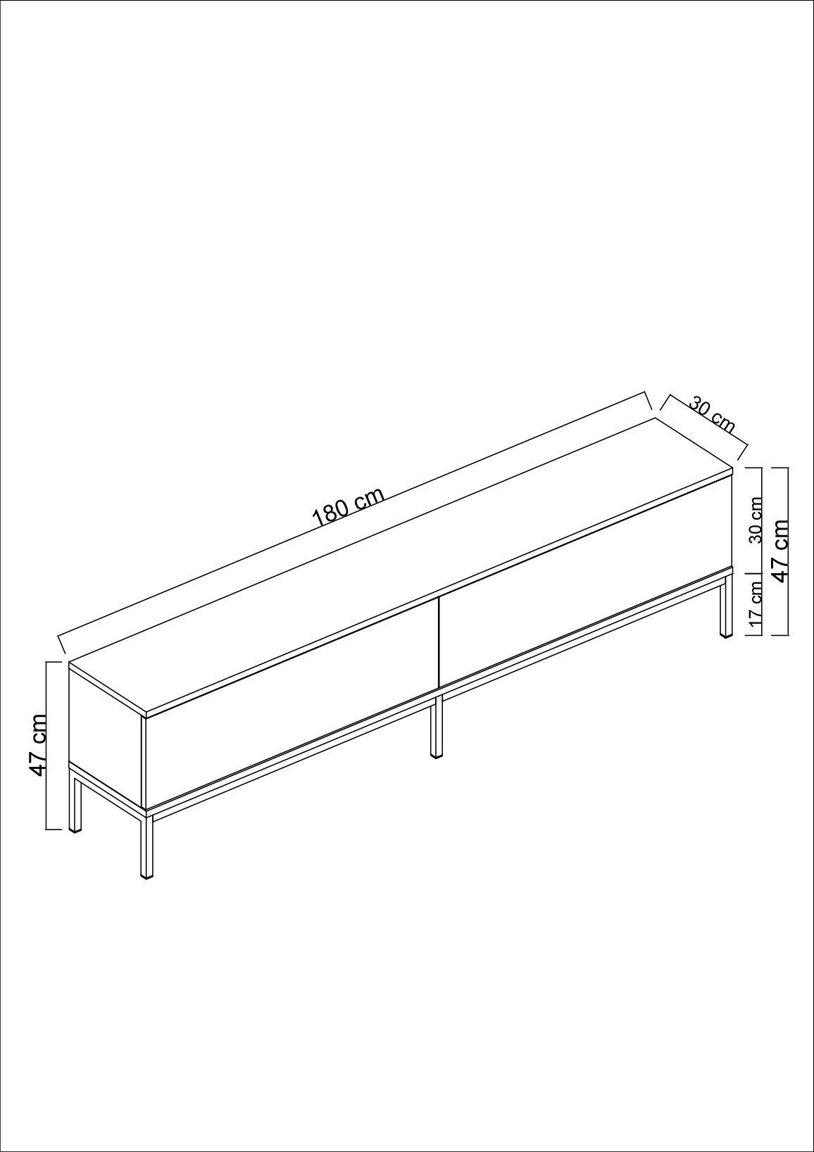 TV Meubels - TV Meubel Lord Antraciet Goud Melamine 180x47x30 cm - Dimehouse