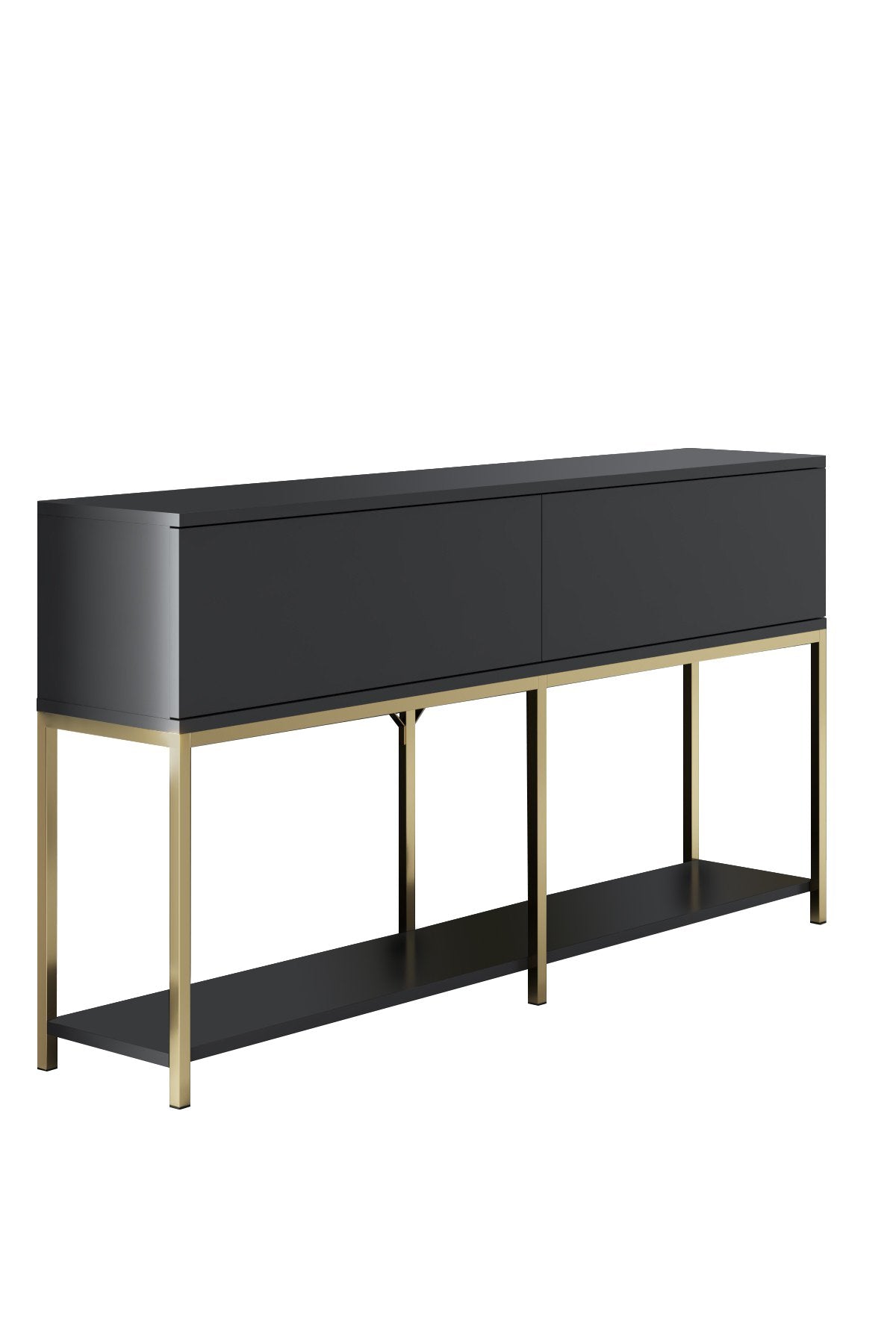 Ensemble de meubles Anthracite Lord - Table basse + Meuble TV + Buffet - Cadre doré