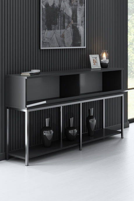 Modern Dressoir Antraciet Lord 150x30x80 - Zilver Frame - Twee Vakken