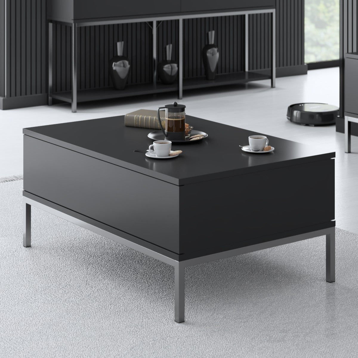 Rechthoekige Salontafel Antraciet Lord 90x60 - Zilver Frame