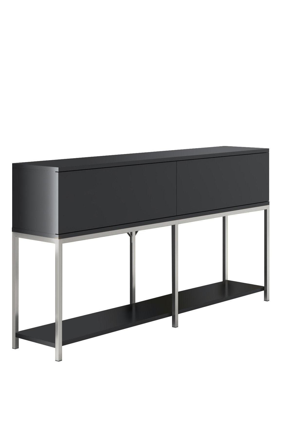 Ensemble de meubles Anthracite Lord - Table basse + Meuble TV + Buffet - Cadre argenté