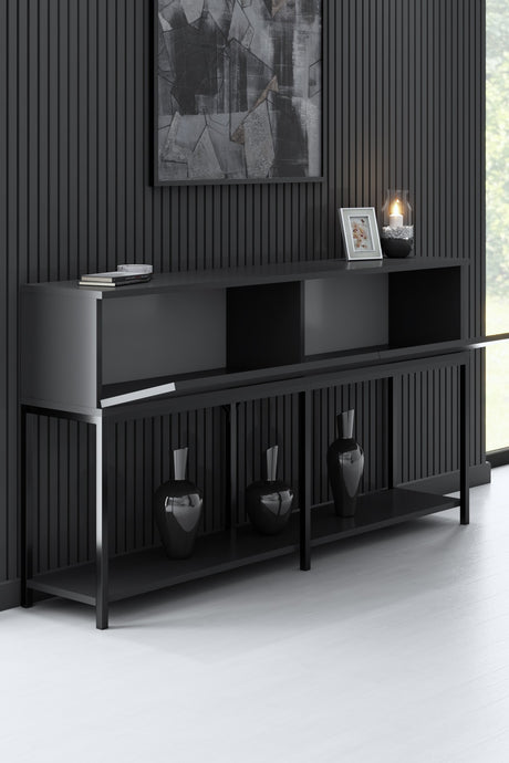 Modern Dressoir Antraciet Lord 150x30x80 - Zwart Frame - Twee Vakken
