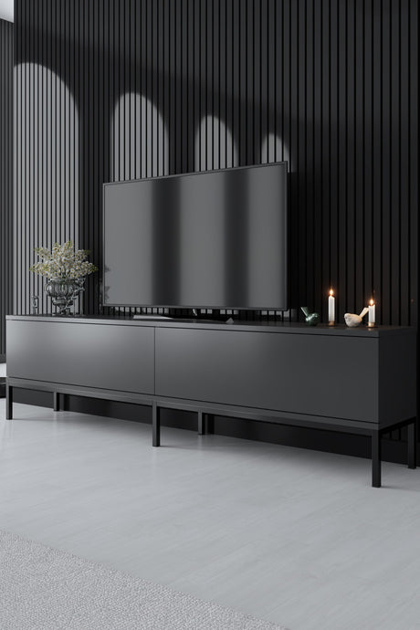 Ensemble de meubles Anthracite Lord - Table basse + Meuble TV + Buffet - Cadre noir