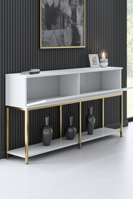 Modern Dressoir Wit Lord  150x30x80 - Gouden Frame - Twee Vakken