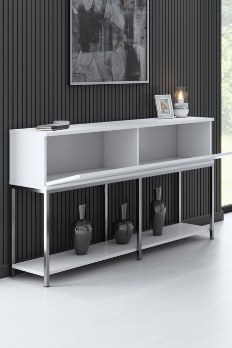 Modern Dressoir Wit Lord  150x30x80 - Zilver Frame - Twee Vakken