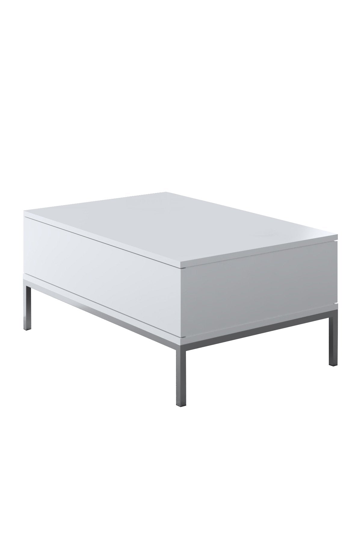Ensemble de meubles Blanc Lord - Table basse + Meuble TV + Buffet - Cadre Argent