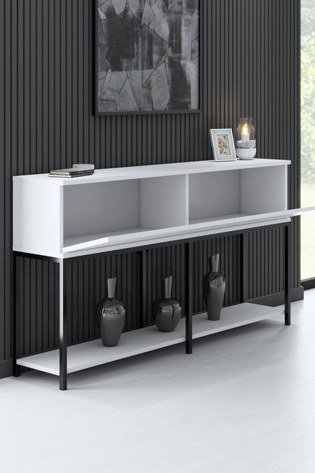 Modern Dressoir Wit Lord  150x30x80 - Zwart Frame - Twee Vakken